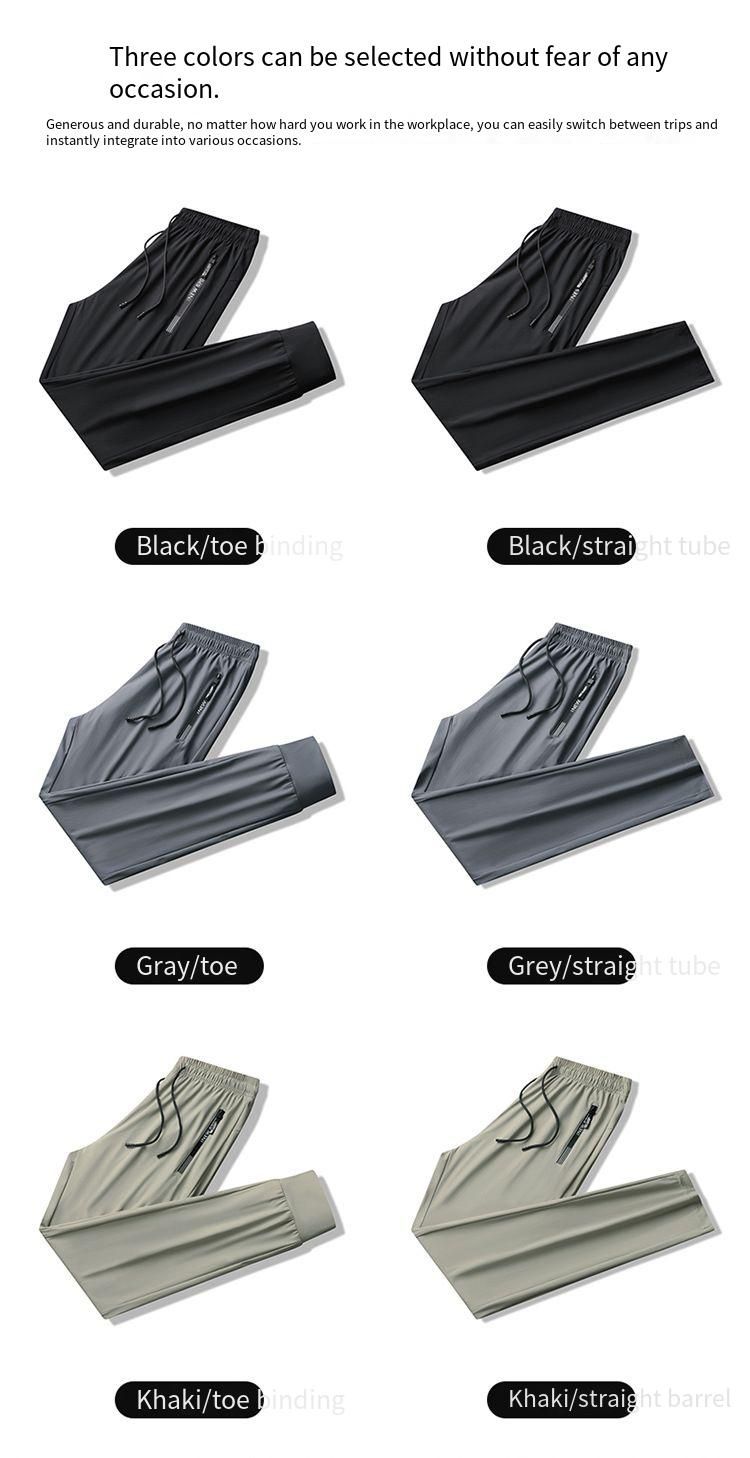 Plus Größe Sommer Ice Silk Männer Jogger Jogginghose Hohe Elastizität Schnell Trocknend Lässig Gerade_voghion.com