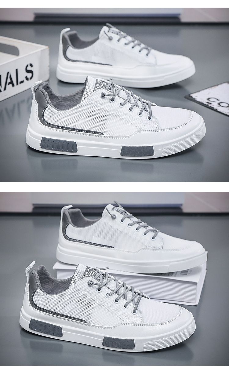Sommer Atmungsaktives Mesh Canvas Herren Student Trendy Vielseitige weiße Schuhe Dicke Sohle Sport Casual Sneakers Herren_voghion.com