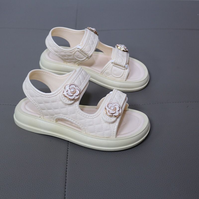 Chaussures pour enfants et mères, nouveau style d'été, accessoires floraux pour filles, sandales simples et décontractées, chaussures de plage polyvalentes à bout ouvert, pantoufles_voghion.com