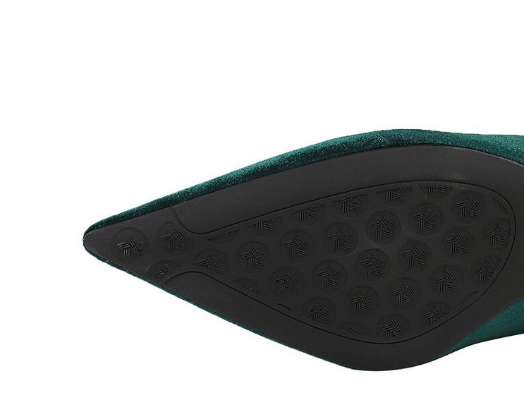 6188-9 Zapatos sencillos de moda para banquetes, de tacón alto y grueso, de gamuza y terciopelo del oeste, con boca poco profunda y puntiagudos_voghion.com