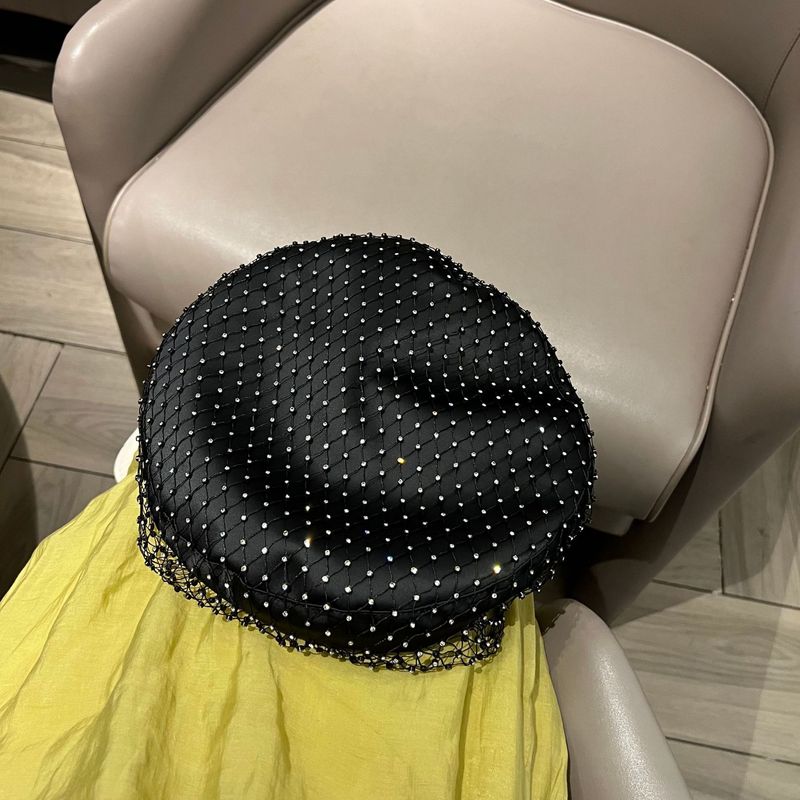 New Arrivals Mesh Full Diamonds Beret Rhinestone Women's French Painter Hats Pumpkin Hat All-month Female Berets Caps_voghion.com