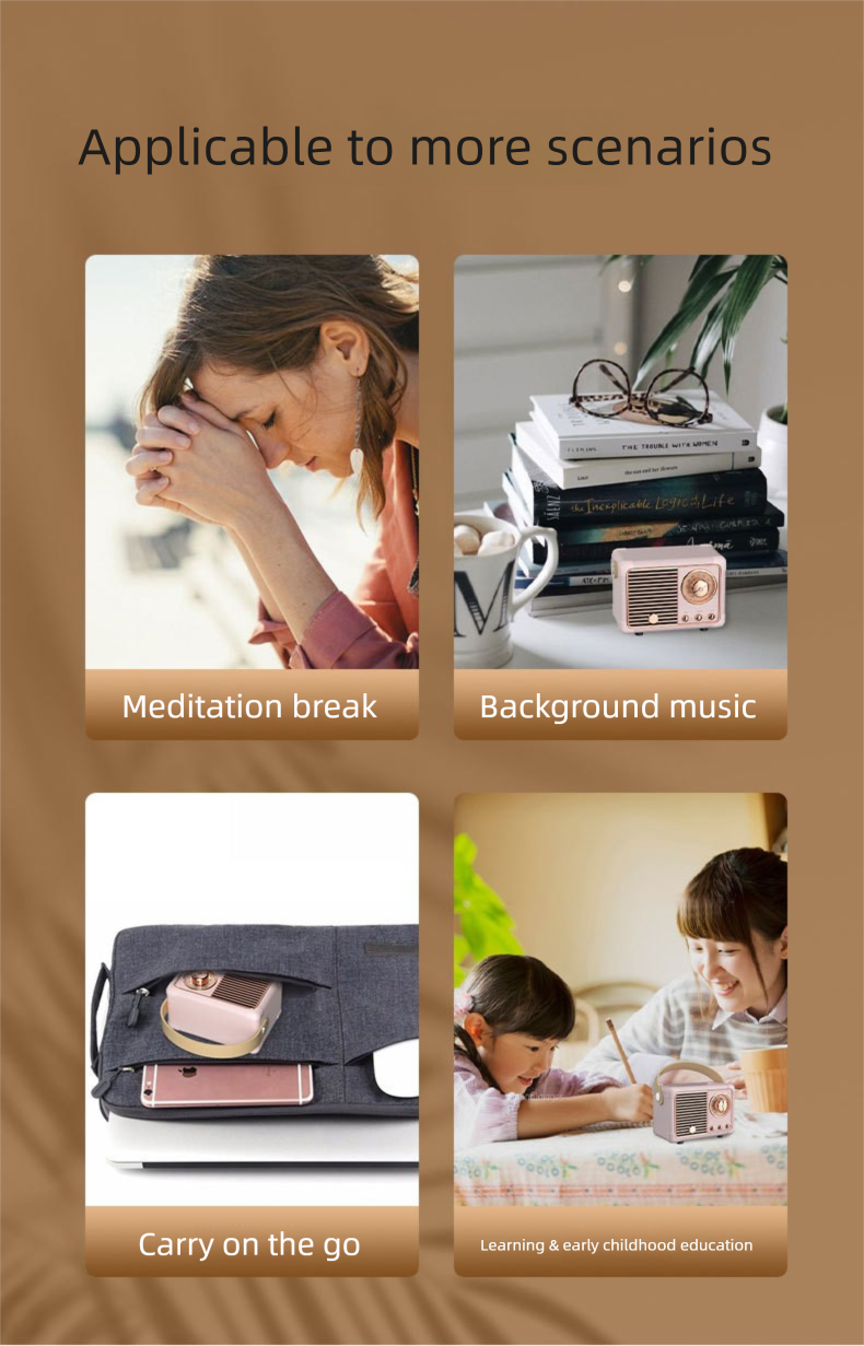 Creative Radio Bluetooth Portable Gift Mobile Phone Subwoofer Retro USB Mini Speaker HM11_voghion.com