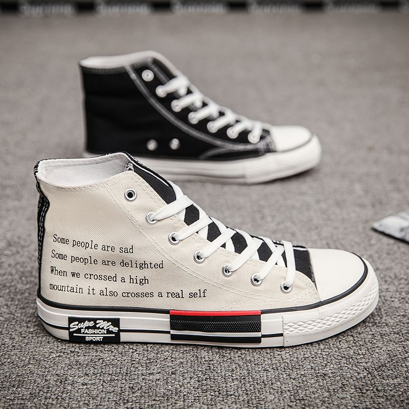Canvas Men's Versatile Couple Canvas Korean Version Casual Board Trendy High Top Student Cloth Personalized Shoes Men_voghion.com