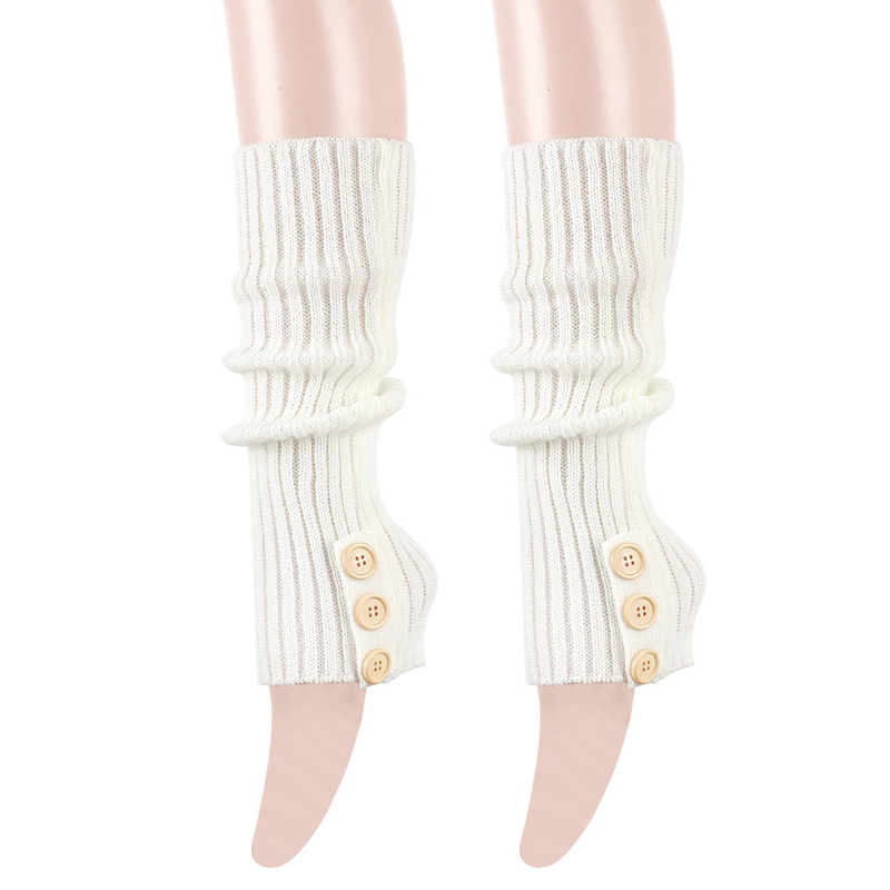 Autumn Winter Warm Knitted Button Long Boot Covers European American Style Slouch Foot Leg Warmers JK Socks_voghion.com