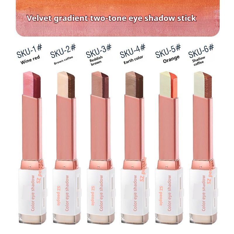 Bársonyos színátmenetes splash kétszínű lusta szemhéjfesték stift nude smink nem könnyen elkenhető_voghion.com