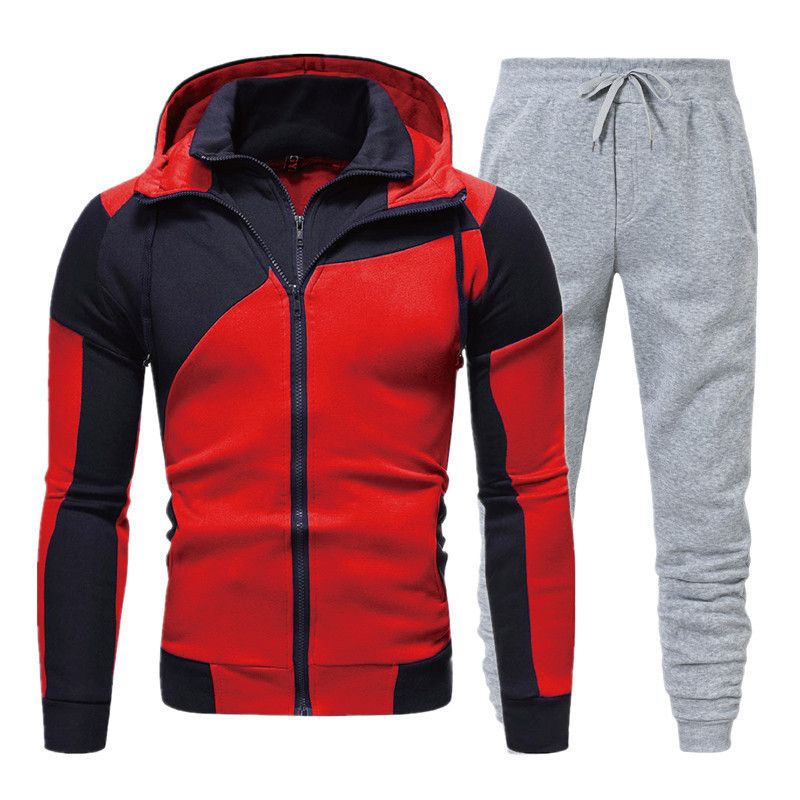 Pantaloni sportivi autunnali e invernali da uomo, casual, a maniche lunghe, due pezzi, con cappuccio, sportivi, esplosivi, da uomo_voghion.com