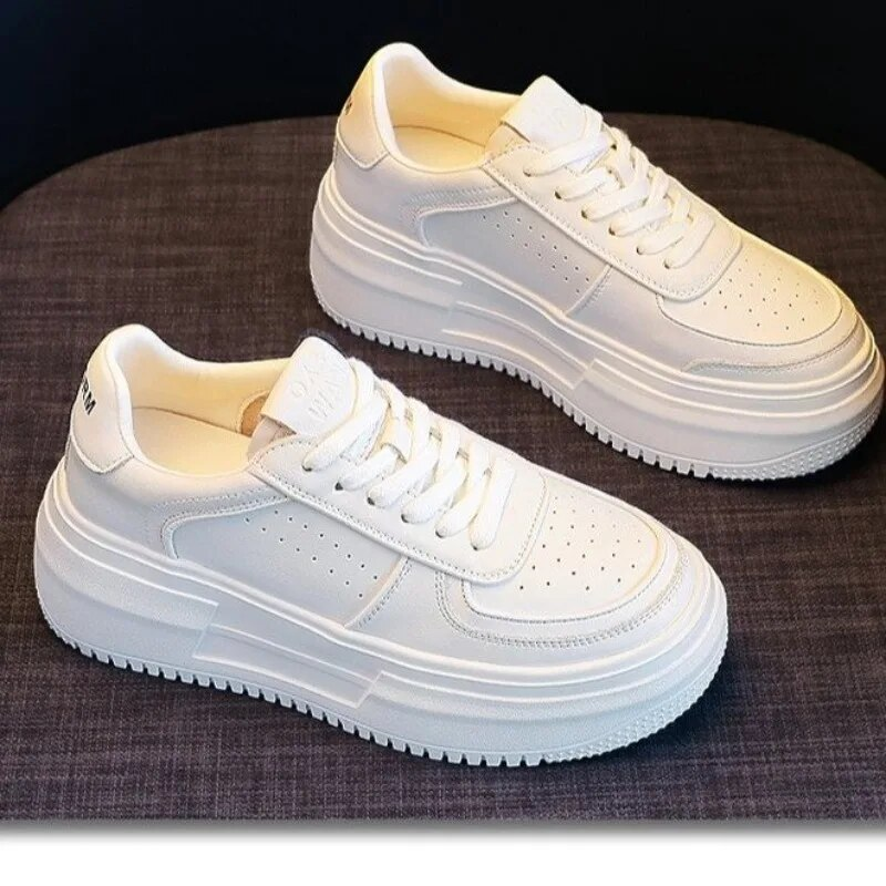 2023 New U Leather Women's White Casual Woman Vulcanize Sneakers Breathable Sport Walking Running Platform Flats Shoes_voghion.com