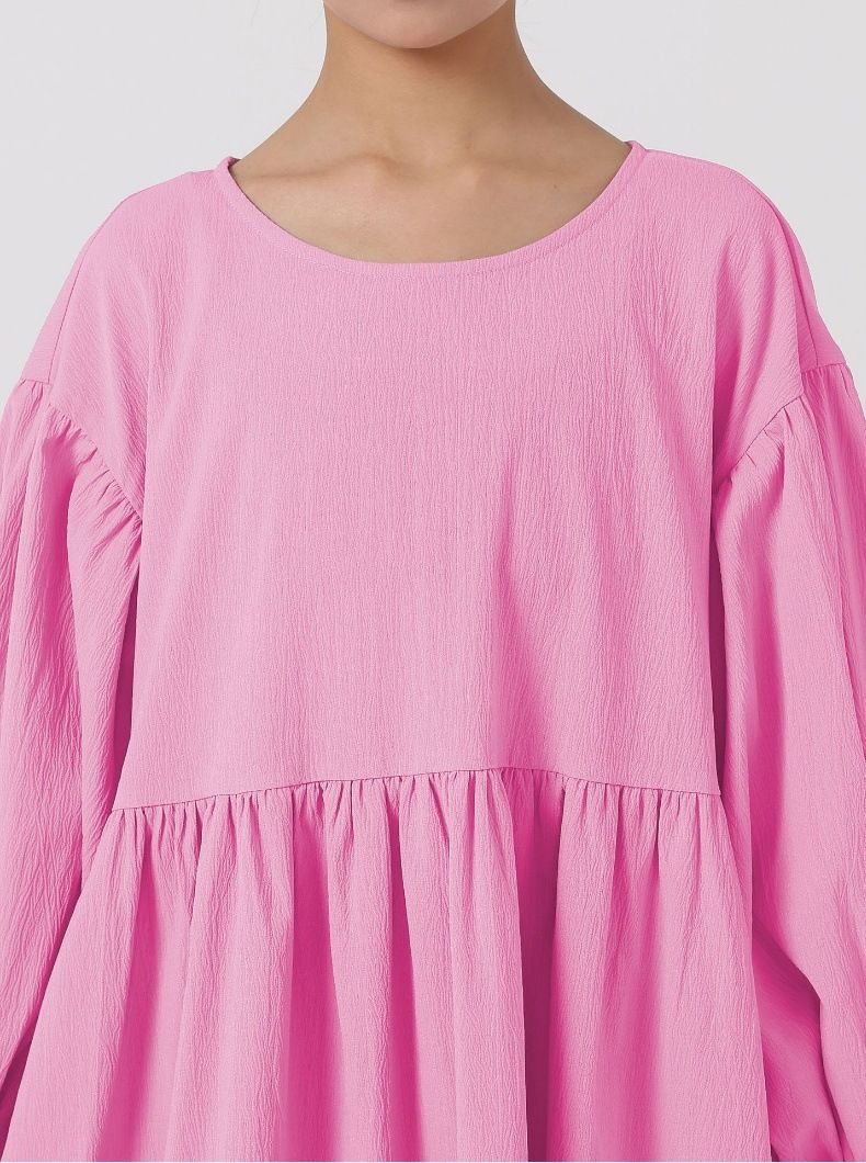 Haljina za majke i djecu s bliskoistočnim djevojčicama, Abaya jednobojne boje, okrugli izrez, s rukavima trube_voghion.com