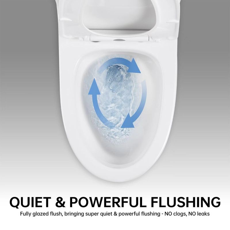 1.1/1.6 GPF Elongated Comfort Height Super Quite Flushing Floor Mounted One-Piece Toilet, CUPC Certified, WaterSense Cetified, Ceramic, White Color, Soft Close Seat_voghion.com
