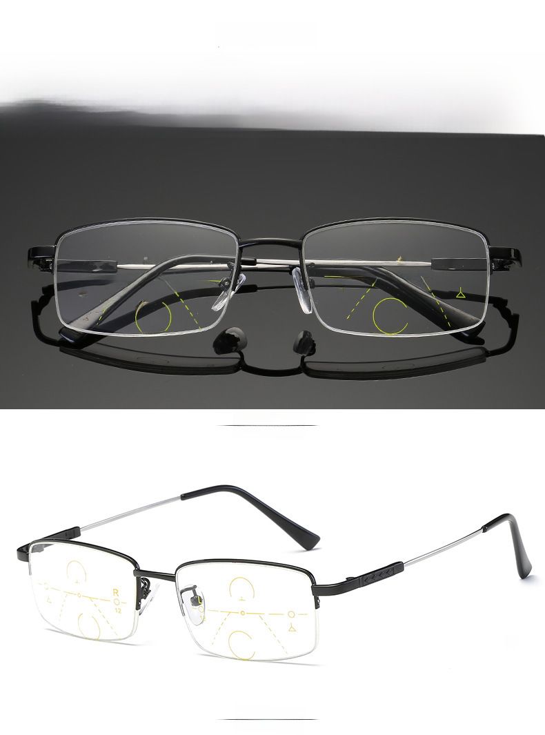 Memory Titanium Anti-Blue Light Presbyopia Glasses Men's Automatic Zoom Progressive Multifocal Far and Near Dual-purpose Presbyopia Glasses_voghion.com