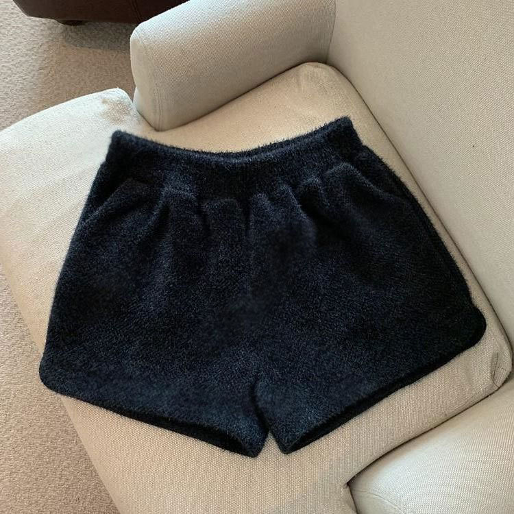 Herfst en winter nerts fleece kinderen losse Spicy Girl A-lijn wijde pijpen hoge taille rechte pijp shorts laarzen dragen_voghion.com