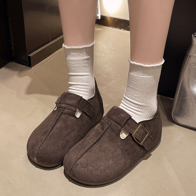 2025 Vintage Internal Height Increase Slip-On Flat Full-Cover Shoes For Women New Fleece-Lined Warm Casual_voghion.com