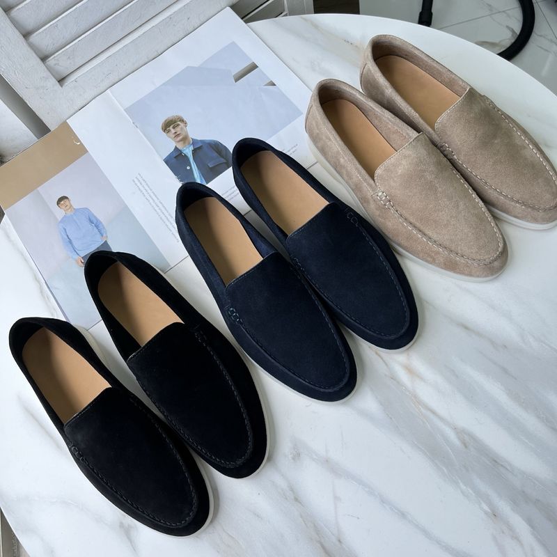 L*P Unlabeled 25 New Colors Genuine Leather Loafers British Style Business Slip-On Casual Men's Shoes Flat Simple_voghion.com