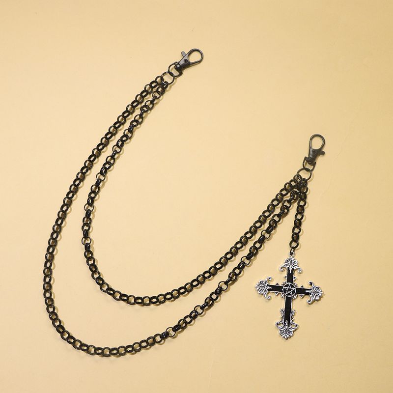 Fashionable And Versatile Chain Accessories, Personalized Cross Pendant, Double-layer Pants Chain, Unisex, Hip-hop_voghion.com