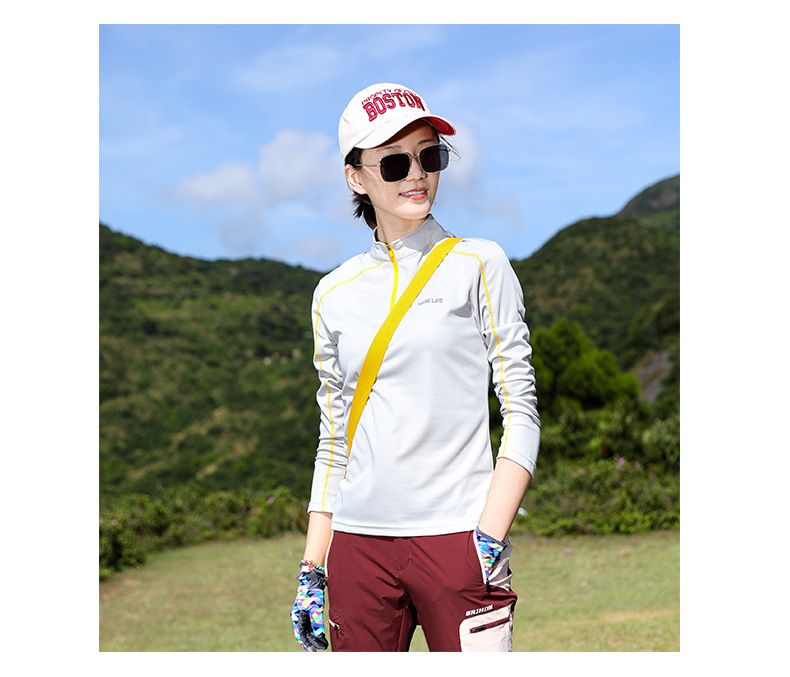 Abbigliamento da esterno primaverile ed estivo con protezione solare, per escursionismo, elastico, colletto alto, corsa, fitness, traspirante, a maniche lunghe_voghion.com