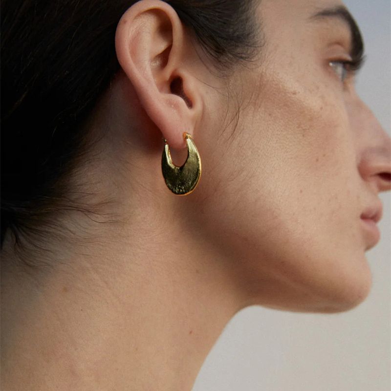 Women's Jewelry Elegant Textured Oval Hoop Earrings In Gold & Silver - Lightweight Geometric Statement Earrings For Everyday Wear_voghion.com