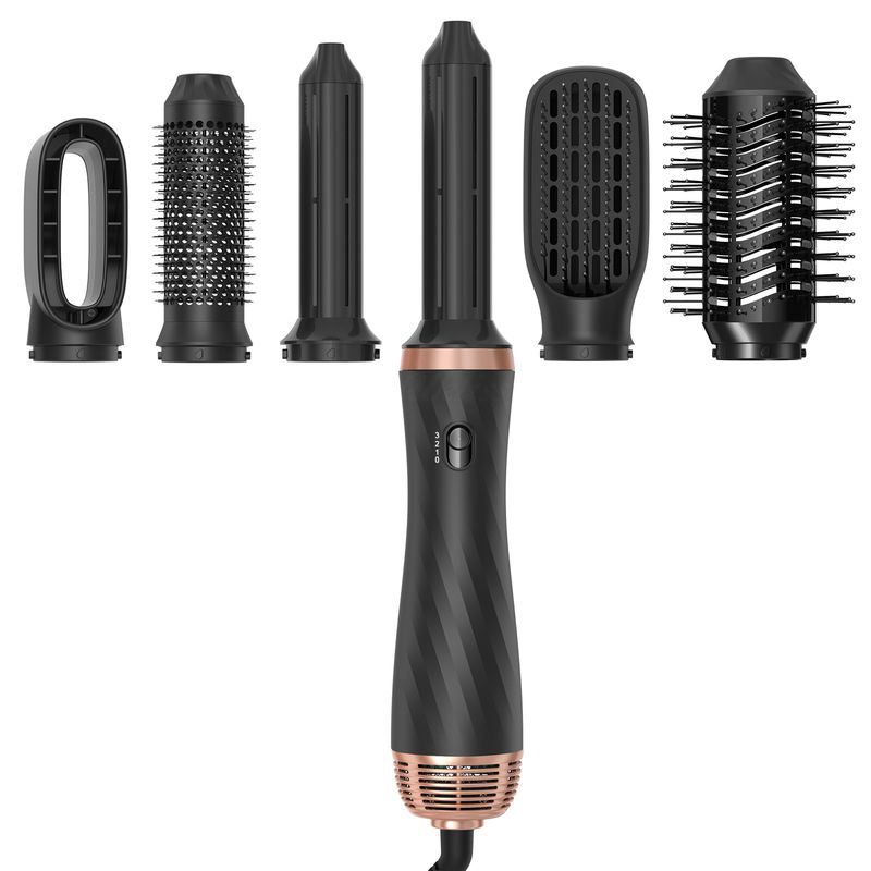 Multifunktionaler 6-in-1-Heißluftkamm für den Haushalt, automatische Absaugung, Schnelltrocknung, Modellier-Haartrockner, Glätteisen für glattes und lockiges Haar_voghion.com