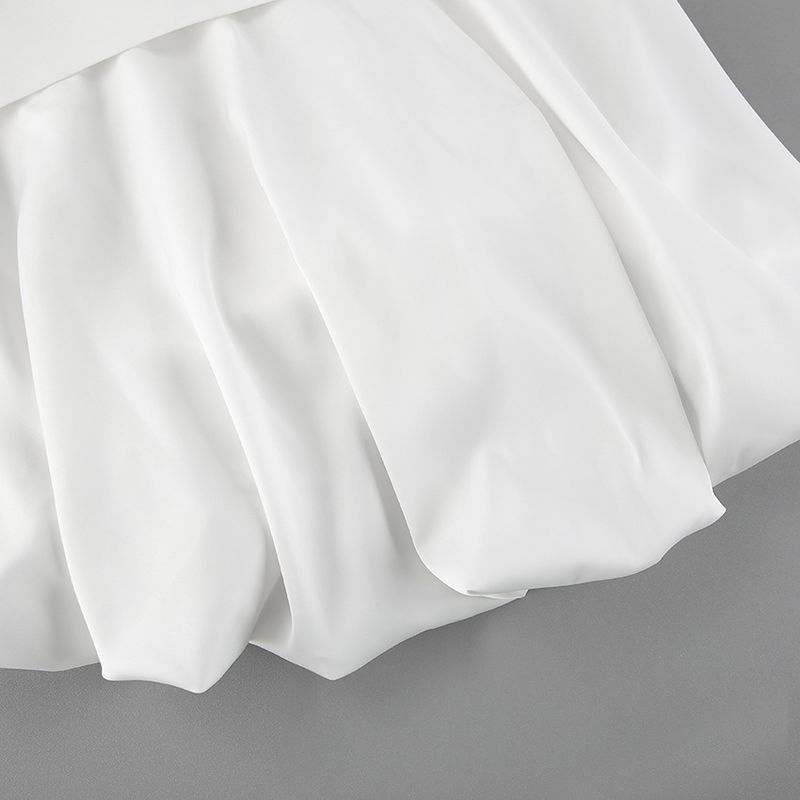 2025 Summer White Satin Tube Vest With A Sense Of Design, Short Puff Sleeveless Top For Women_voghion.com