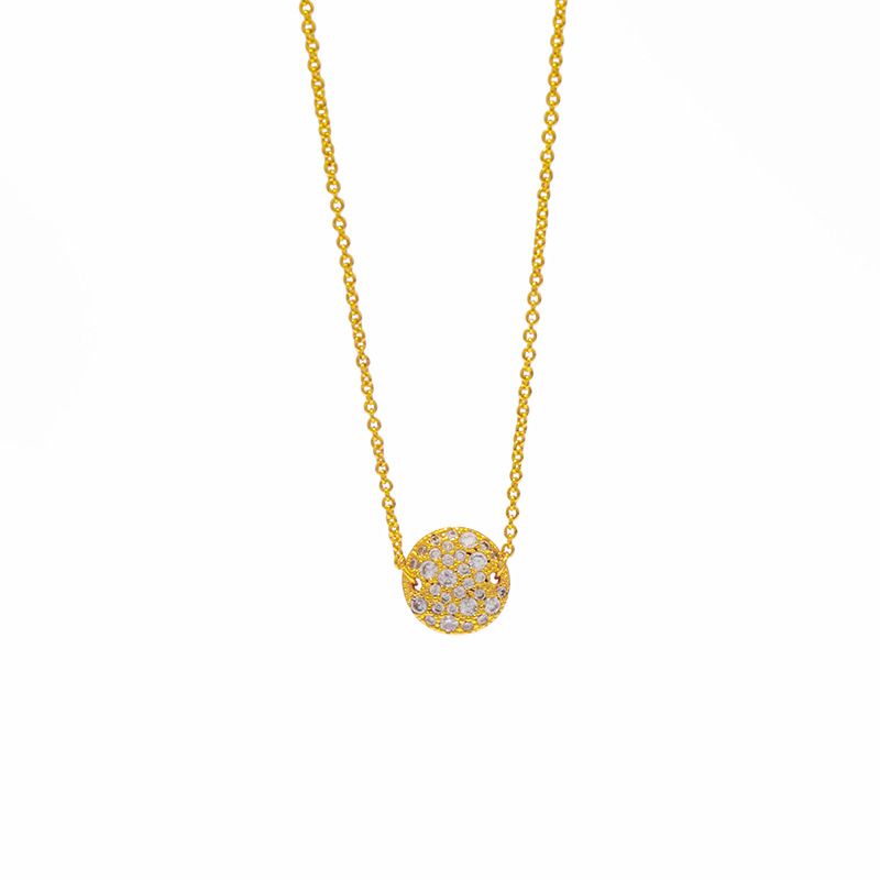 Collier court en diamant rond pour femme, bijou de style médiéval, style luxueux, pierres précieuses, couleur magnifique, style champignon, style rétro simple_voghion.com
