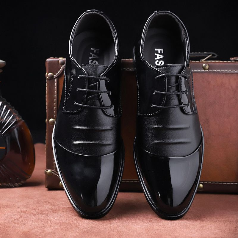 Merk Elegante en modieuze zakelijke casual lederen formele herenschoenen, puntige lage schoenen_voghion.com