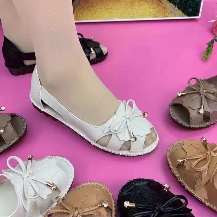 Mom Shoes Sandals Women's Soft-soled Non-slip Fish Mouth Shoes Comfortable Middle-aged Women's Hole Shoes Hollow Shoes_voghion.com