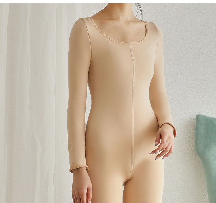 Combinaison adulte une pièce rembourrée doublée de polaire sans entrejambe hiver résistant au froid chaud tout-en-un grande taille pour hommes et femmes_voghion.com