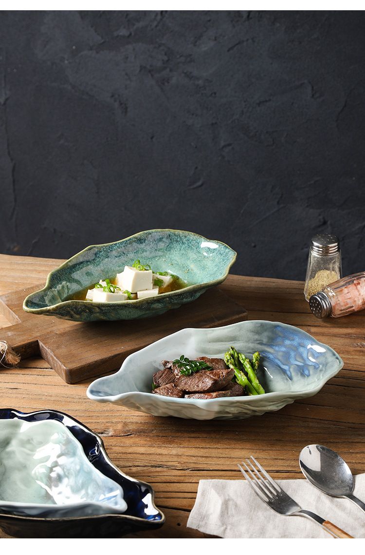 Ugnsbytta keramiskt fat personlig restaurang hotell ostronformad högvärdig dessert liten skål dippsås sojasås skål_voghion.com