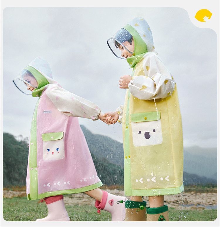 Koreanischer süßer Kinder-Regenmantel, wasserdicht, für Kinder im Tierstil, Regenponcho, Regenmantel, Jacke mit Rucksack, Position Student R_voghion.com