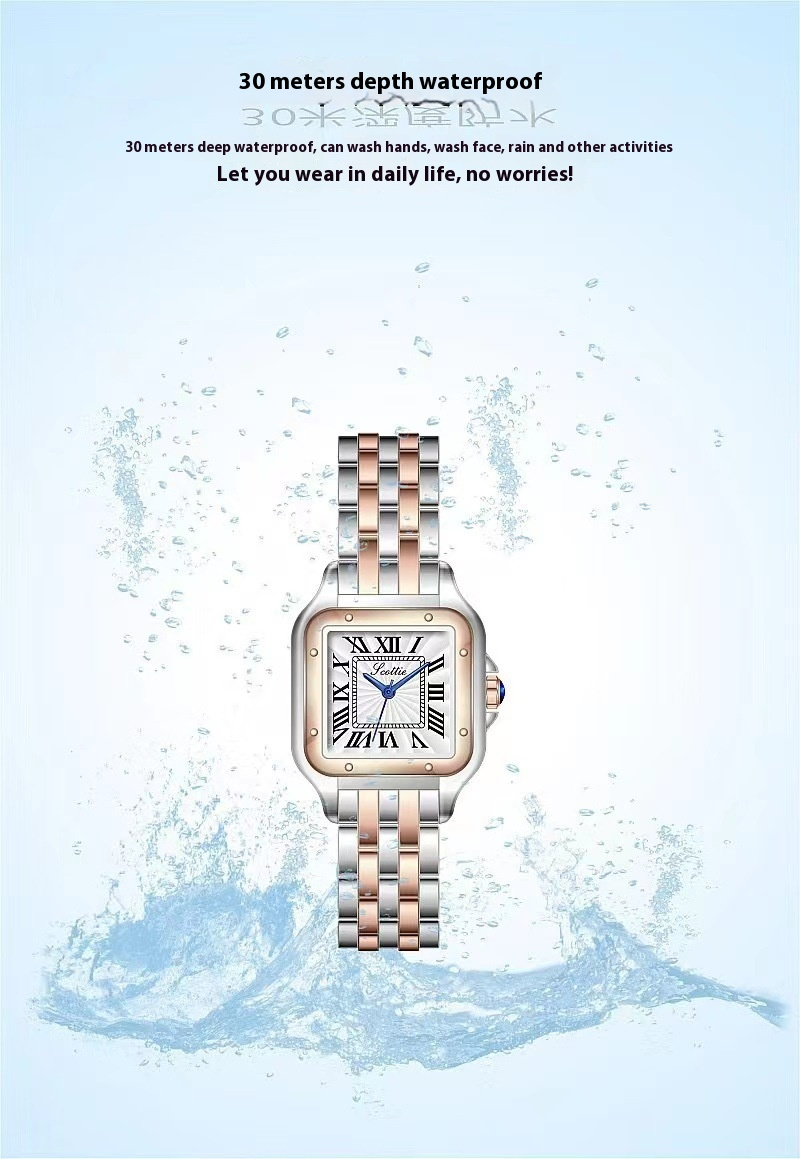 Scottie Small Square Watch Brand Roman Solid Steel Band Fashion Impermeabile_voghion.com