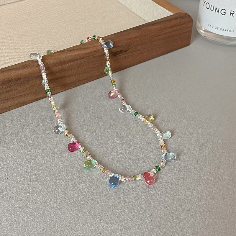 Collier de niche en perles colorées Dopamine, design élégant, personnalité, mode, exquis, simple et de grande valeur_voghion.com