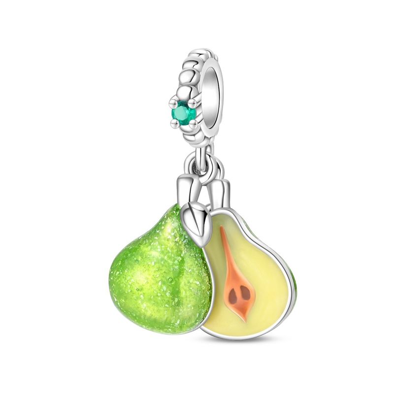 Gioielli da donna con ciondolo a forma di frutta, avocado, pera e lampone, con perline e bracciale in rame bianco placcato argento_voghion.com