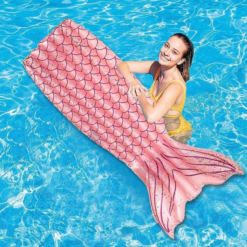 Glitter Mermaid Aufblasbare Schwimmende Reihe Fischschwanz Erwachsene Wasser Aufblasbare Schwimmende Bett Fahrt Spielzeug_voghion.com