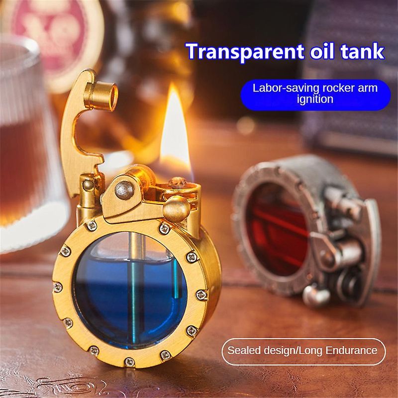 Vintage-Grabenfeuerzeug, transparentes Kerosinfeuerzeug, antikes Steampunk-Feuerzeug, cooles, einzigartiges Feuerzeug für Männer (kein Brennstoff)_voghion.com