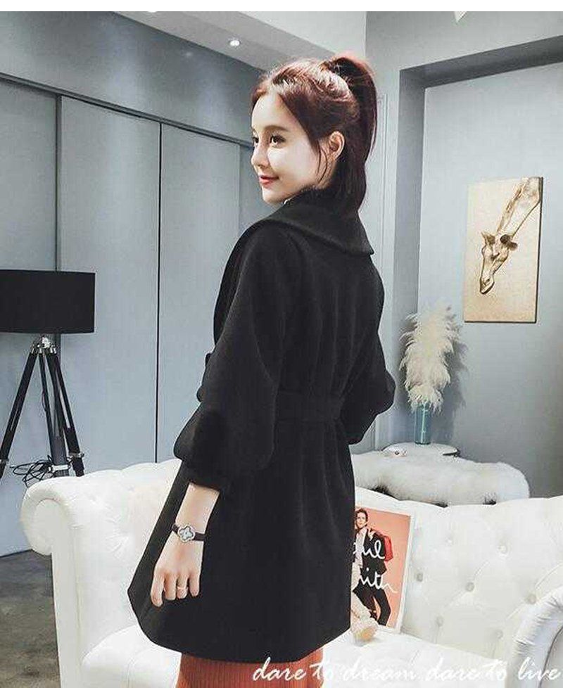 Langer Wollmantel für Damen – Übergroßer Trenchcoat mit Laternenärmeln im koreanischen Stil für kleine und normale Größen, warme Winteroberbekleidung in Schwarz und Karamell_voghion.com