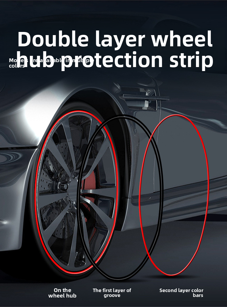 Anillo protector de llanta de doble capa decorativo para coche, tira anticolisión universal para modificación de neumáticos._voghion.com