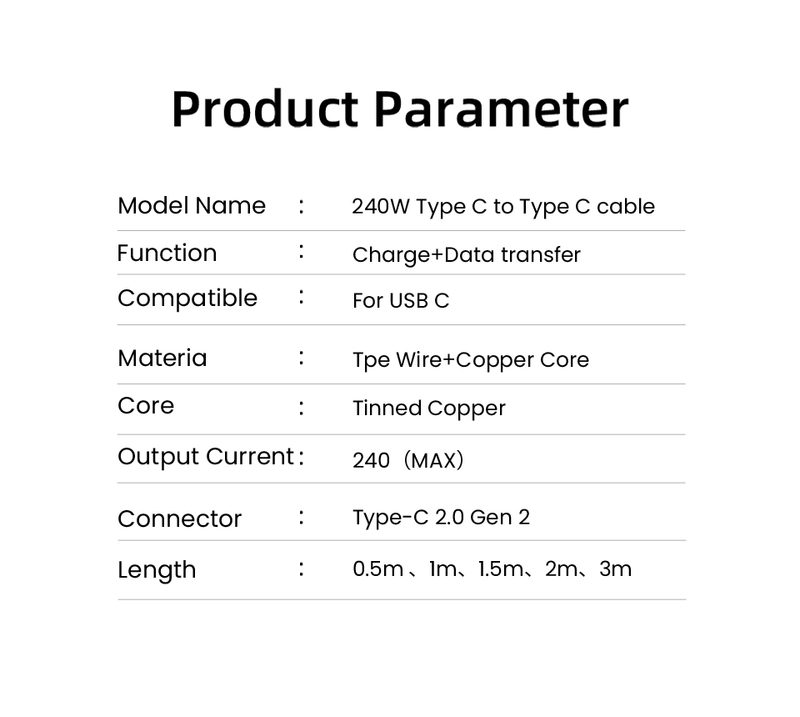240W PD Type C naar Type C Kabel voor boek iPad Quick Charge Charger USB C naar USB C Kabel voor Samsung Xiaomi POCO_voghion.com