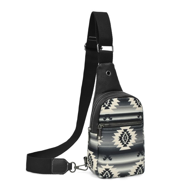 Kleine Umhängetasche für Damen aus Canvas, Crossbody-Gürteltasche, Reise-Brusttasche, Bohemian-Ethno-Stil, verstellbarer Riemen mit mehreren Reißverschlüssen._voghion.com