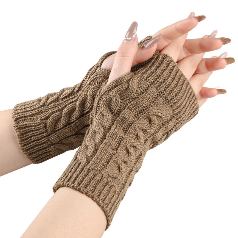 Unisex vlněné rukavice s půl prsty, psaní, hraní, mobilní telefon, pár, krátká manžeta, pletená, teplá, špička prstu_voghion.com