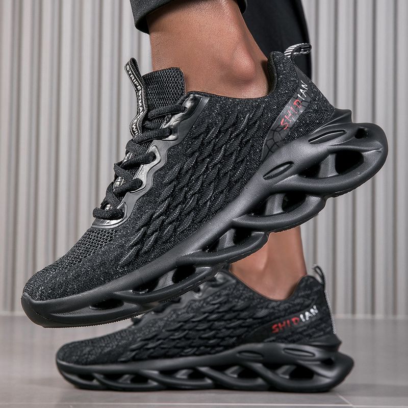 Hot Fried Dough Twists soled sports fish scale flying woven running shoes, men's high-quality Jinjiang shoes_voghion.com