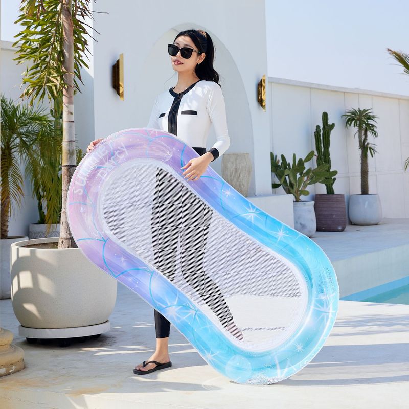 Pool & Accessories Premium Inflatable Pool Lounge Chair With Mesh Backrest Pillow Sparkling Adult Floating Bed_voghion.com