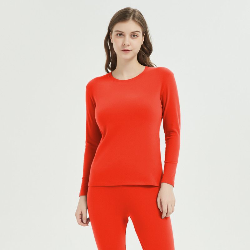 Women's Intimates Unisex Thermal Underwear Set - Double Brushed Fleece Round Neck Base Layer, Stretchy & Anti-Pilling_voghion.com