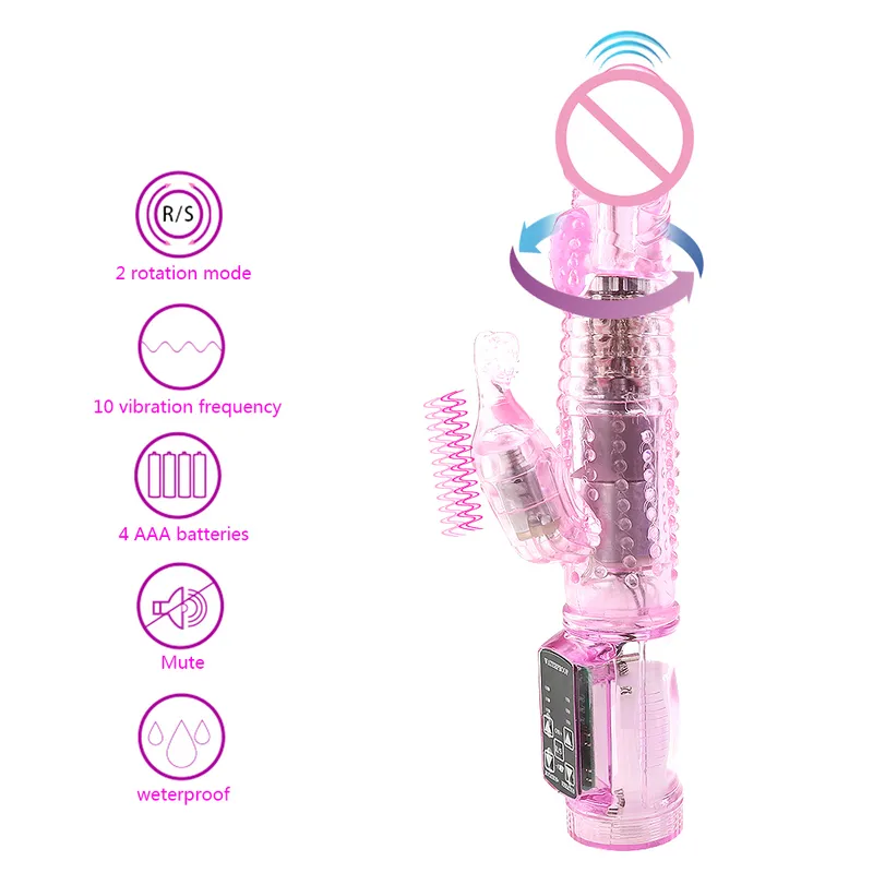 Man nuo Dual Motor Dildo Rabbit Vibrator 12 Speeds Vibration Rotation Sex Toy for Women G Spot Massager Clitor_voghion.com