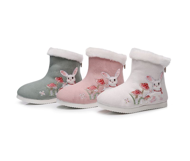 Stivali corti in cotone per bambini, autunno e inverno, in tessuto Hanfu ricamato, taglia S, per spettacoli di danza in stile cinese_voghion.com