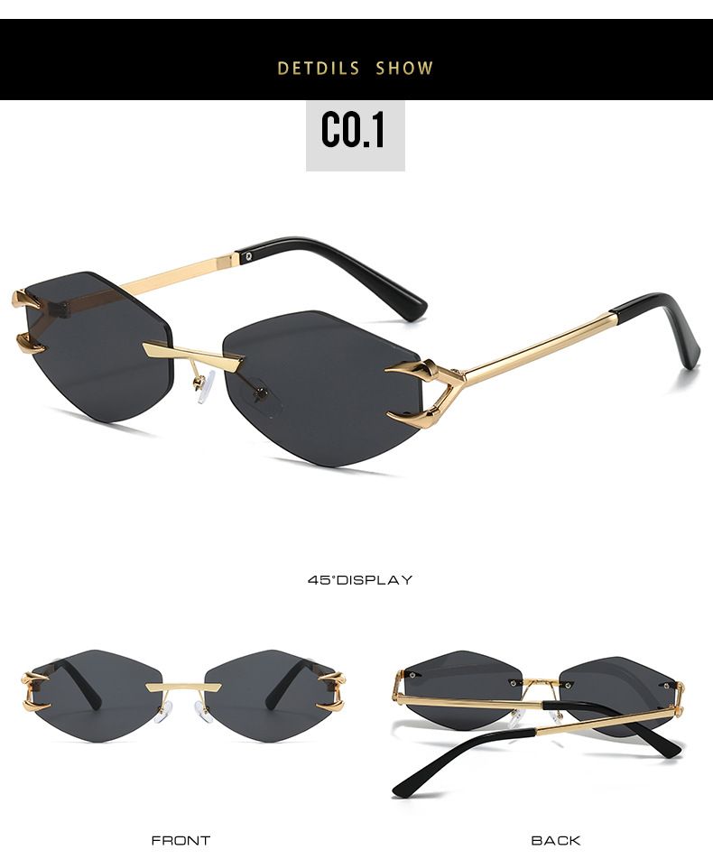VOOTHOST Fashion Rimless Square Sunglasses UV400 Retro Gradient Frameless Sunglass High Quality Small Frame Popular Metal Eyewear F0252_voghion.com
