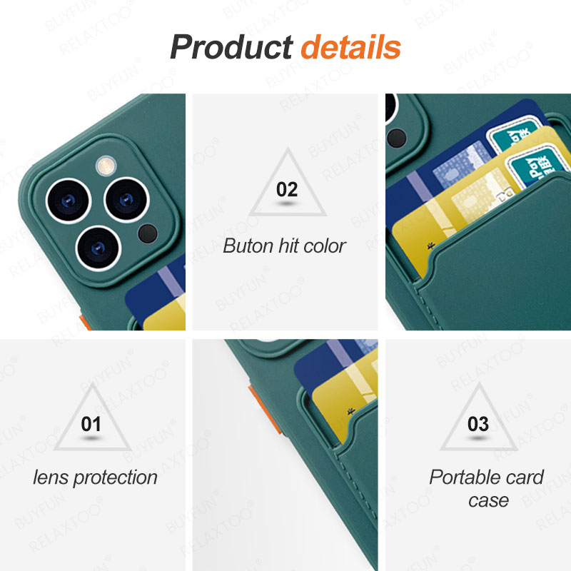 Luxus Card Holder Portemonnaie Case Fir iphone 12mini 12 pro max 11pro xr x xs max 8 7 plus se 2020 se2 12pro Liquid Silicone Cover_voghion.com