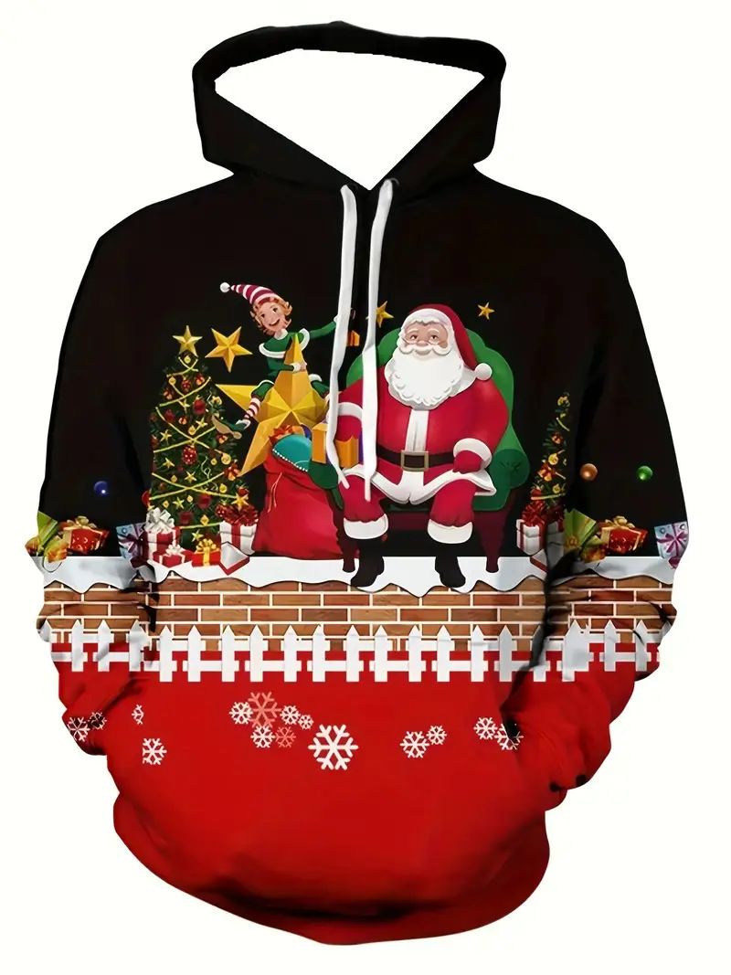 boy Cross-Border Foreign Trade Hot-Selling Autumn And Winter Men's New Digital Print Christmas Series Hooded Sweatshirt_voghion.com