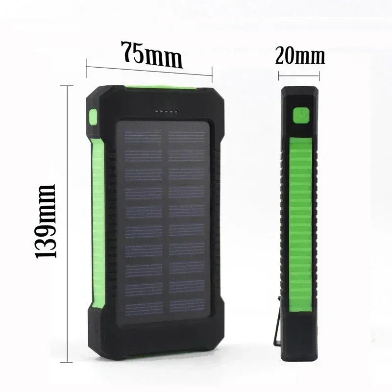 100000 MAh Solar Power Bank External Battery Portable Charger Waterproof Powerbank W/SOS Flashlight For IPhone Xiaomi_voghion.com