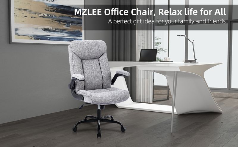 Executive Office Chair, Ergonomic Computer Desk Chair Swivel Work Chair With Flip-up Armrest, Adjustable Height, Comfortable For Office Home Gaming_voghion.com