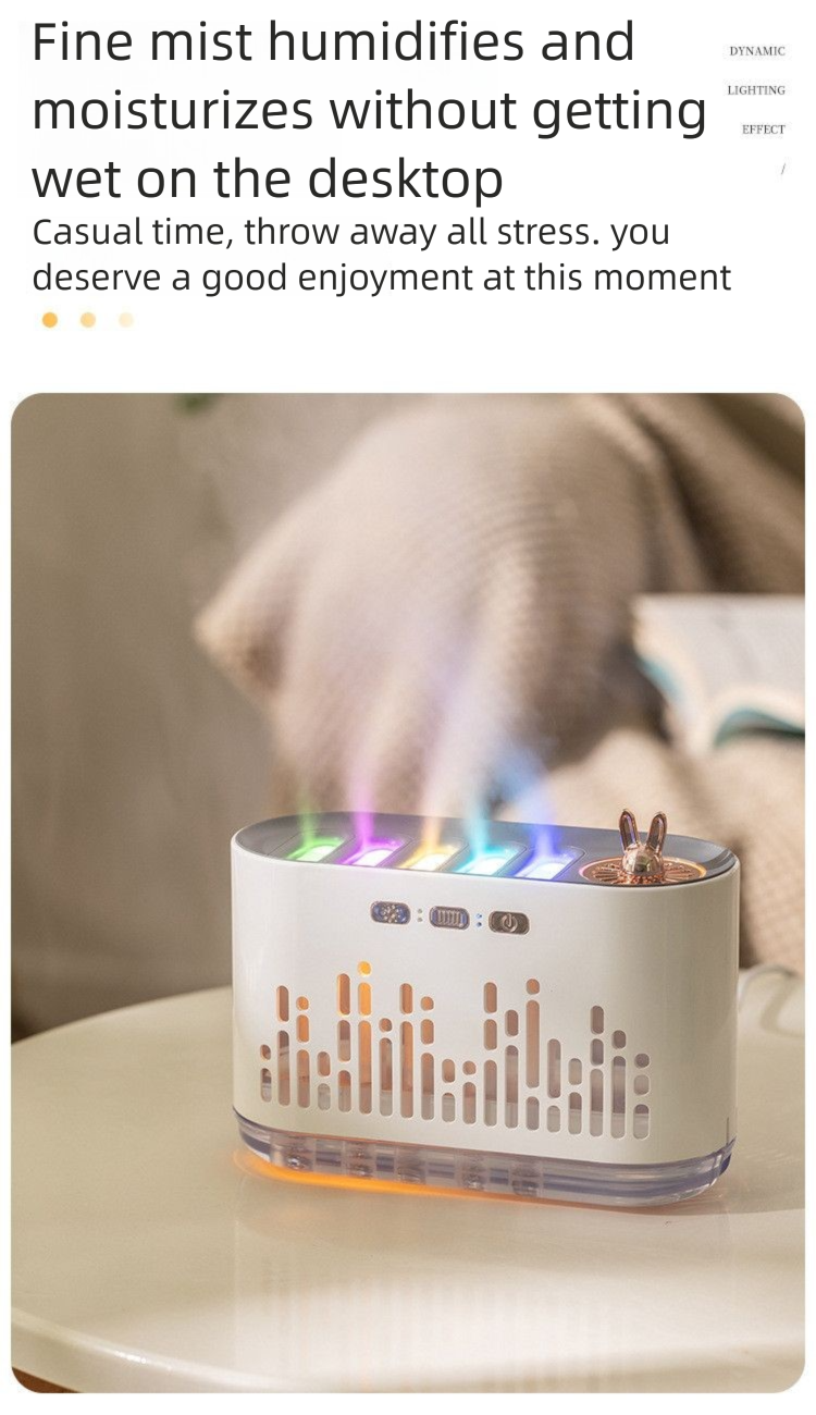 New Dynamic Sound Pickup Humidifier Essential Oil Aromatherapy Machine Desktop Flame Home Room Silent Bedroom Colorful_voghion.com