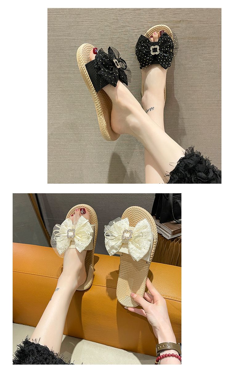Damenschuhe Version von Outdoor-Hausschuhen Sommer Neue Schleifen-Hausschuhe für Frauen zum Ausgehen zu Hause Modische und vielseitige trendige Freizeit_voghion.com